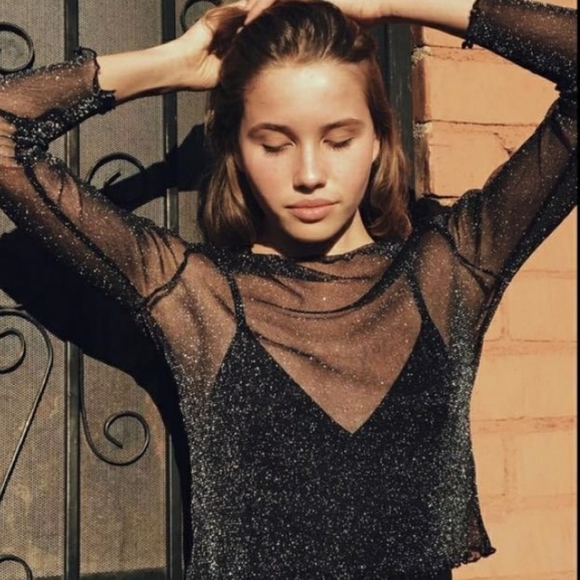 🔵 3/$30 BRANDY 🖤 MELVILLE  See Through Sparkling Top - Picture 2 of 10